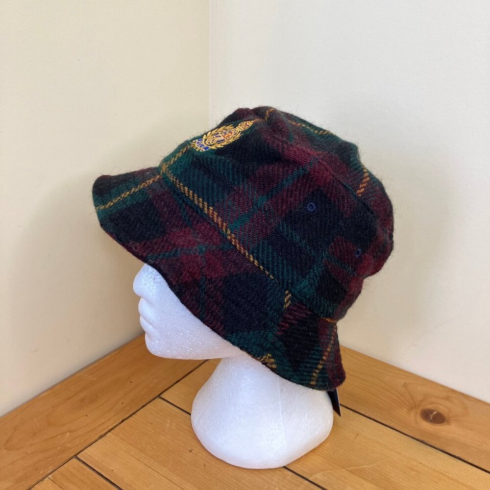 Polo Ralph Lauren Plaid Bucket Hat with Embroidered Crest Alpaca Wool Blend - Picture 4 of 10